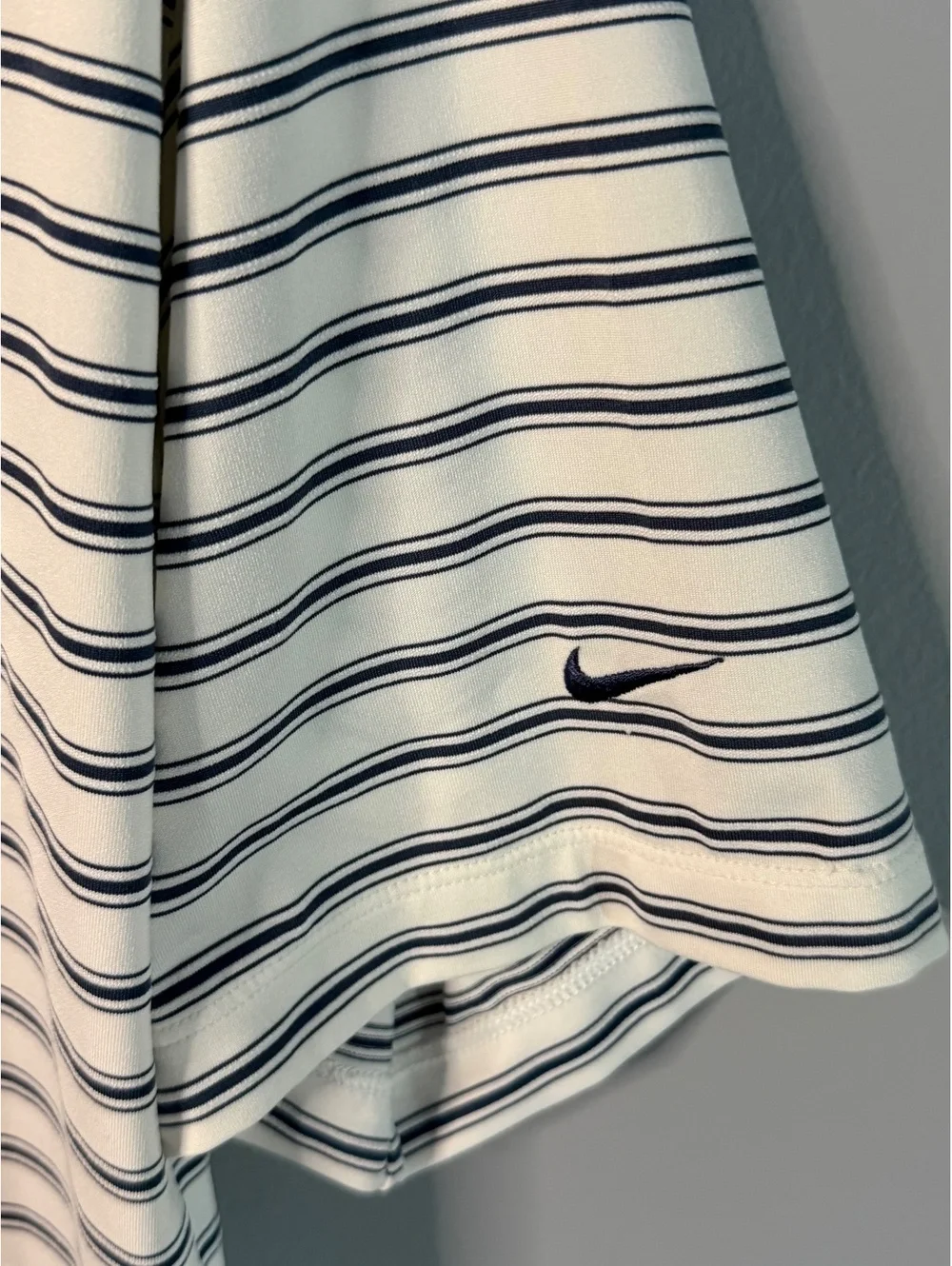 Nike Fit Dry Men's Polo Shirt Large White with Navy Stripes